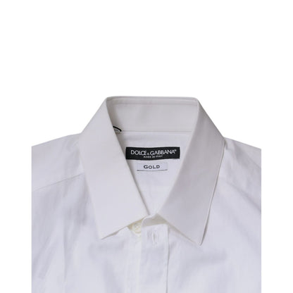 Dolce & Gabbana White Cotton Long Sleeves GOLD Dress Shirt Dolce & Gabbana