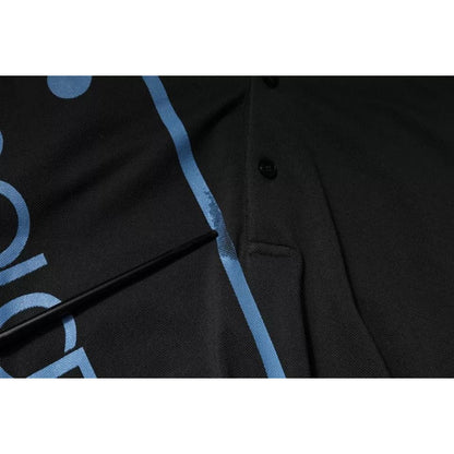 Dolce & Gabbana Black Logo Print Collared Cotton Polo T-shirt