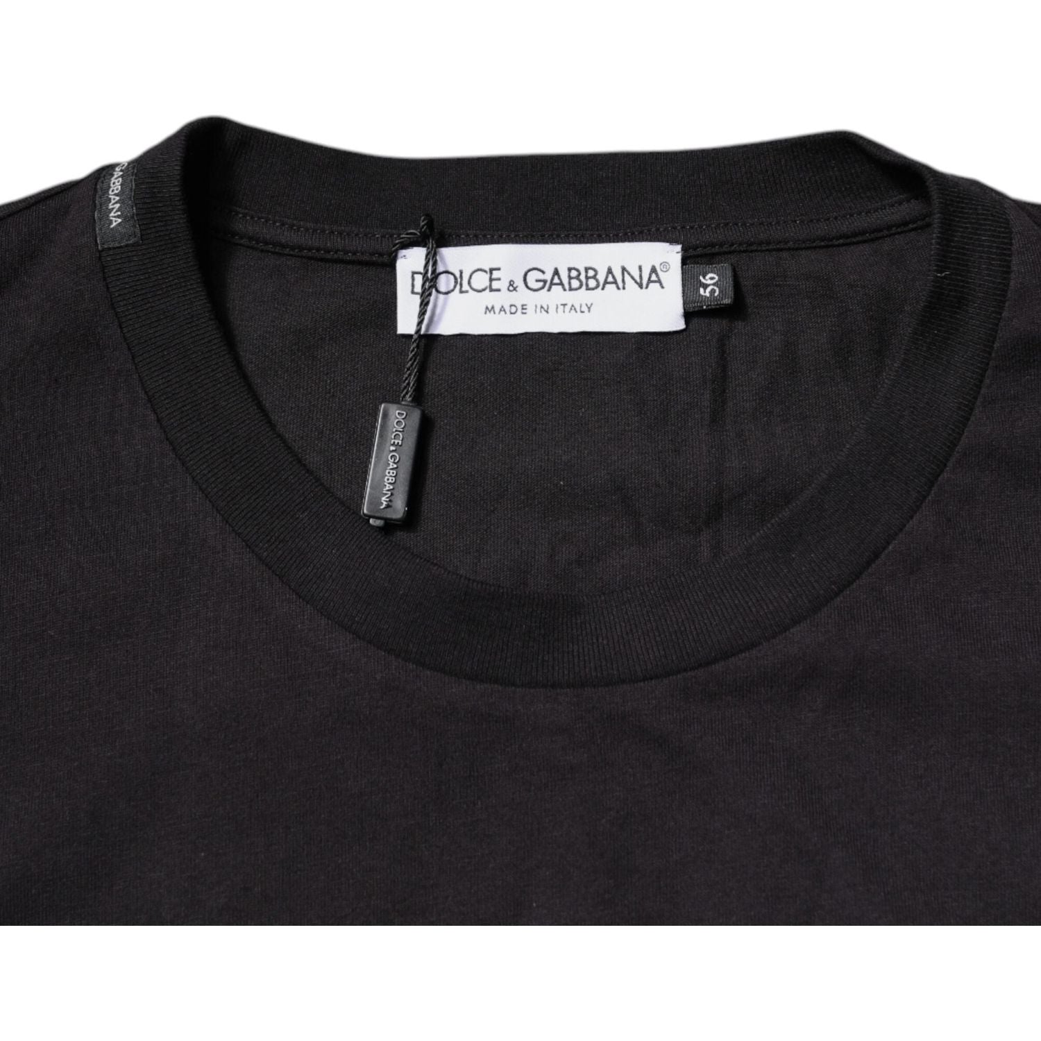 Dolce & Gabbana Black Logo Print Cotton Crew Neck T-shirt