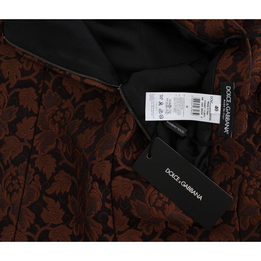 Dolce & Gabbana Brown Floral Brocade Mini Bubble Skirt