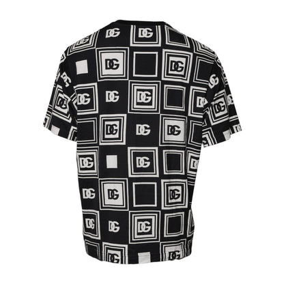 Dolce & Gabbana Black Logo Monogram Cotton Crew Neck T-shirt