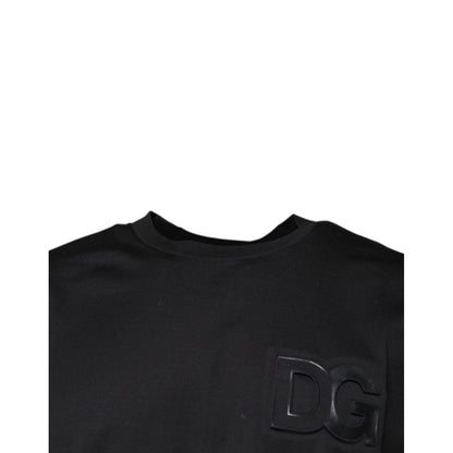 Dolce & Gabbana Black DG Logo Print Cotton Crew Neck T-shirt