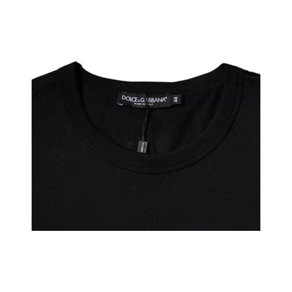 Dolce & Gabbana Black Cotton Crew Neck Short Sleeves T-shirt