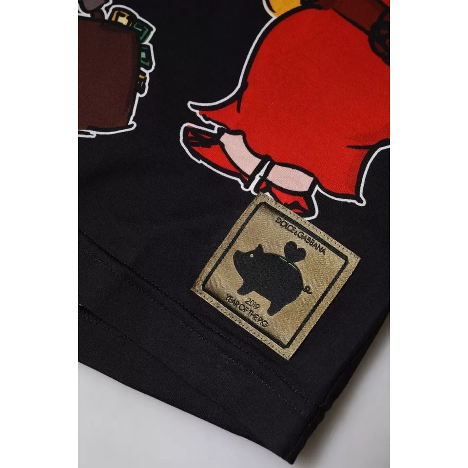 Dolce & Gabbana Black 2019 Year Of The Pig Crew Neck T-shirt