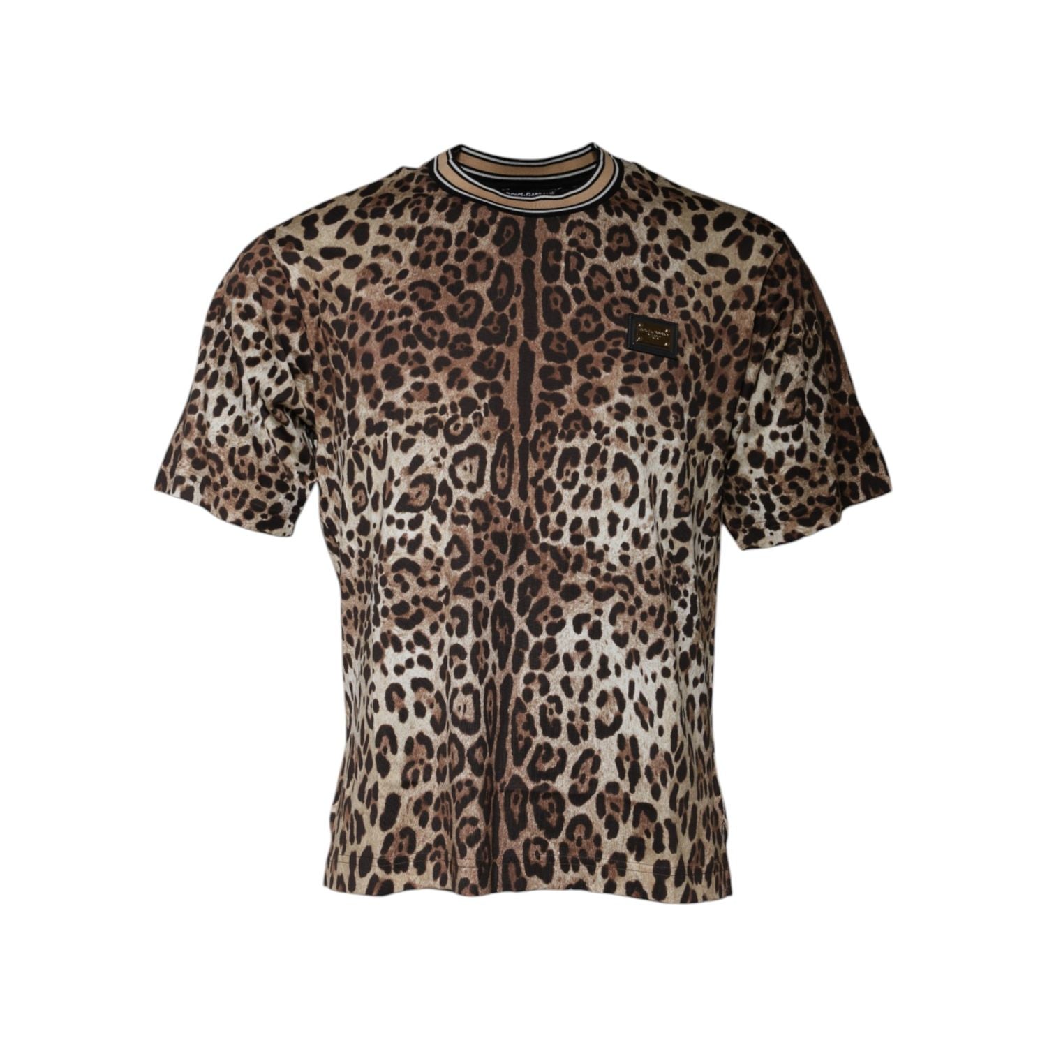 Dolce & Gabbana Brown Leopard Crew Neck Short Sleeve T-shirt