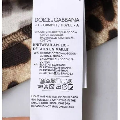 Dolce & Gabbana Brown Leopard Crew Neck Short Sleeve T-shirt