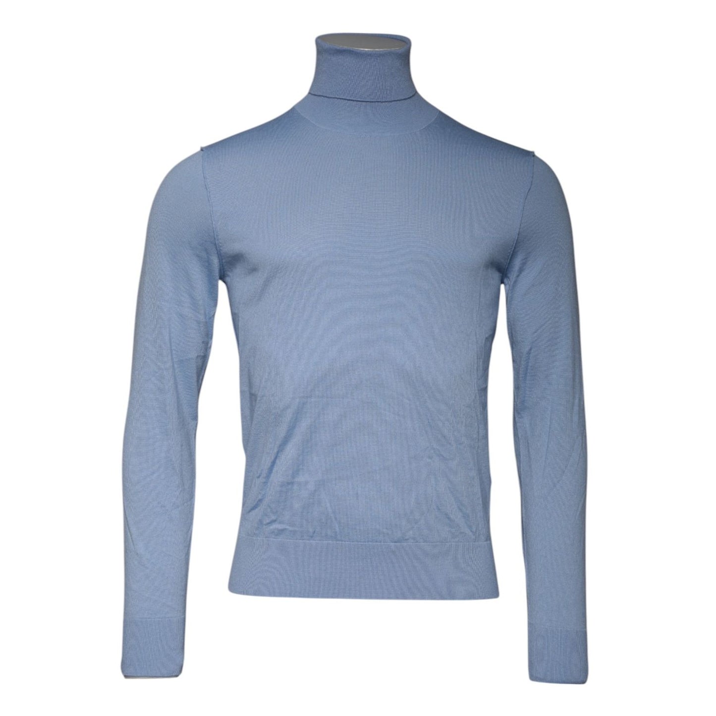 Dolce & Gabbana Light Blue Silk Turtleneck Pullover Sweater Dolce & Gabbana