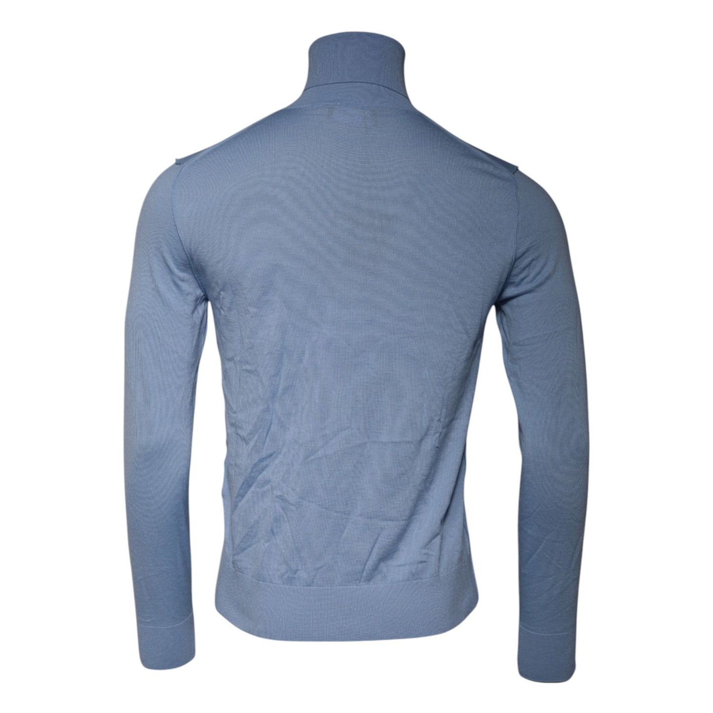 Dolce & Gabbana Light Blue Silk Turtleneck Pullover Sweater Dolce & Gabbana
