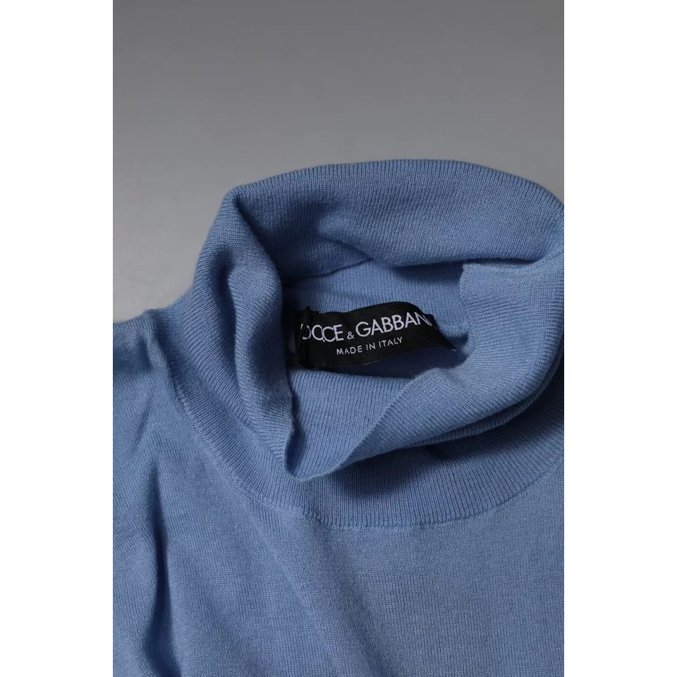 Dolce & Gabbana Light Blue Silk Turtleneck Pullover Sweater Dolce & Gabbana