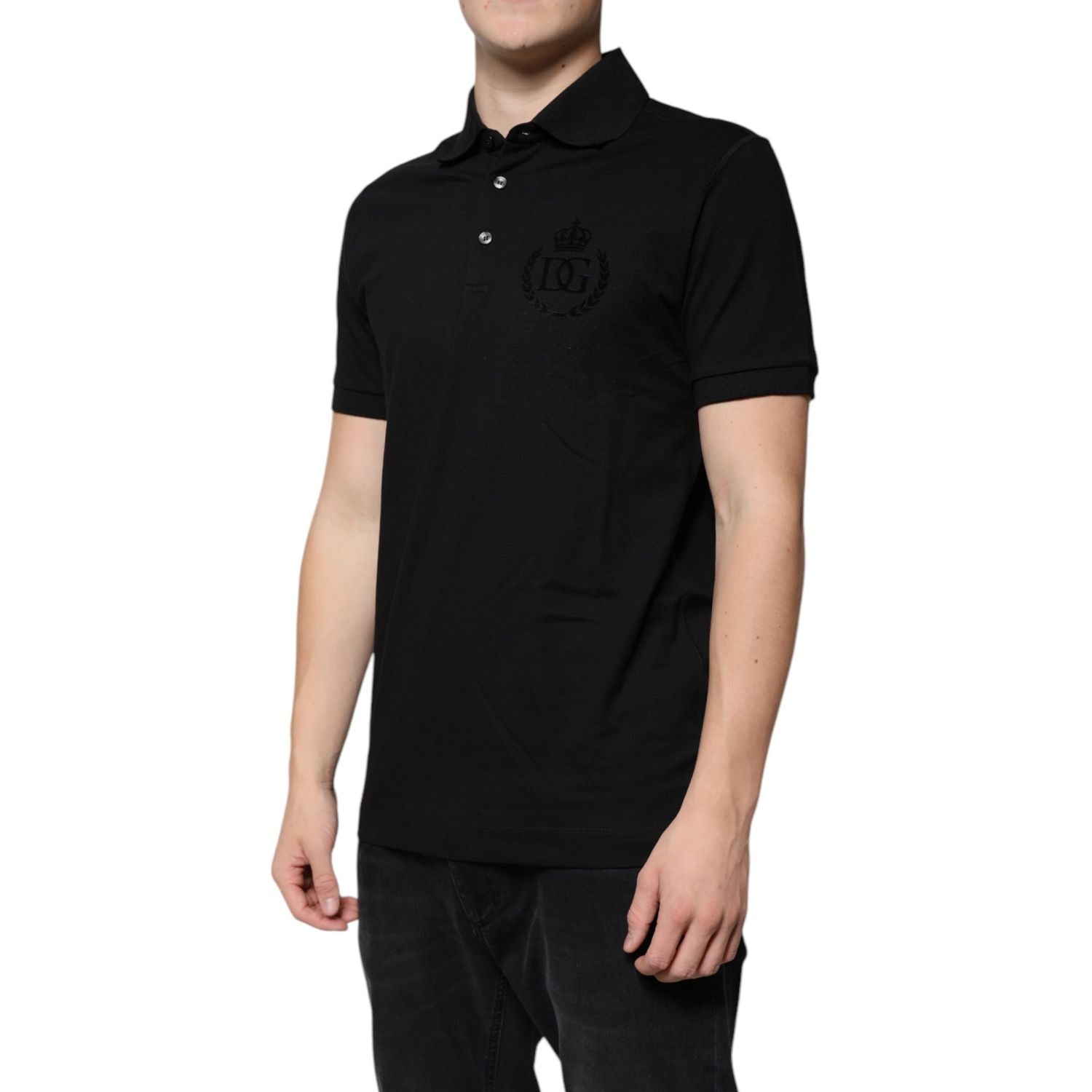 Dolce & Gabbana Black DG Collared Short Sleeves Polo T-shirt