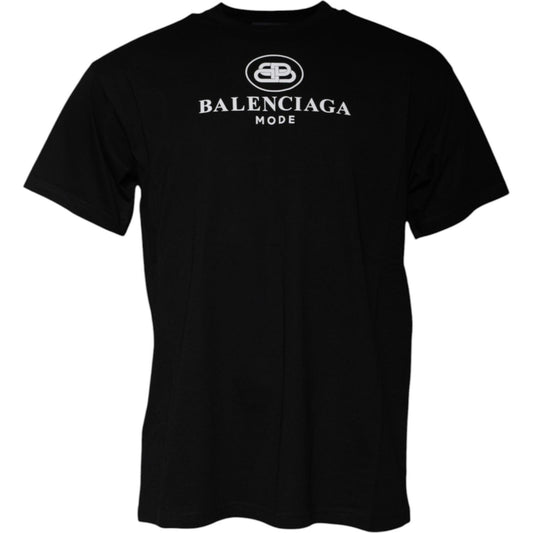 Balenciaga Black Cotton Logo Print Crew Neck Short Sleeves T-shirt TSH878473-xs