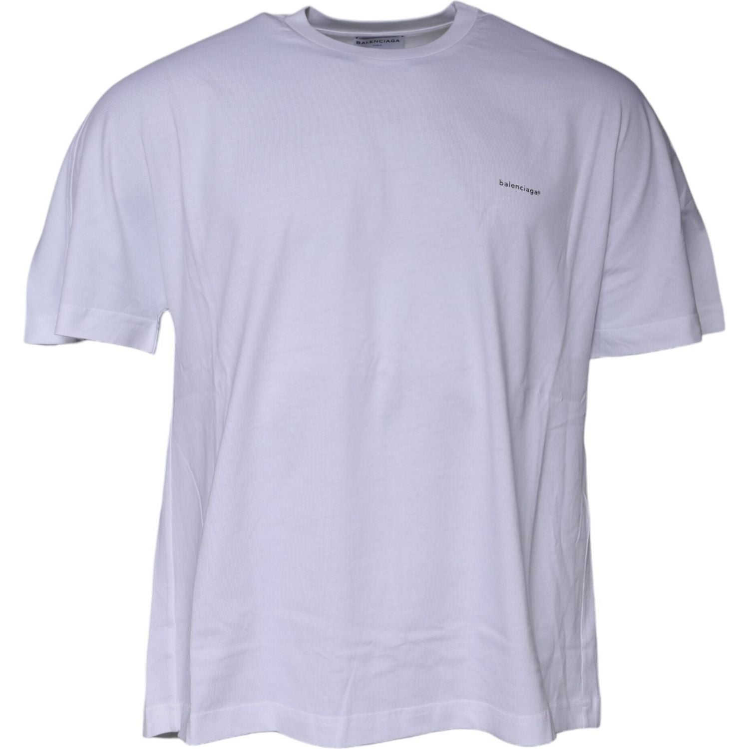 Balenciaga White Logo Cotton Crew Neck Short Sleeves T-shirt