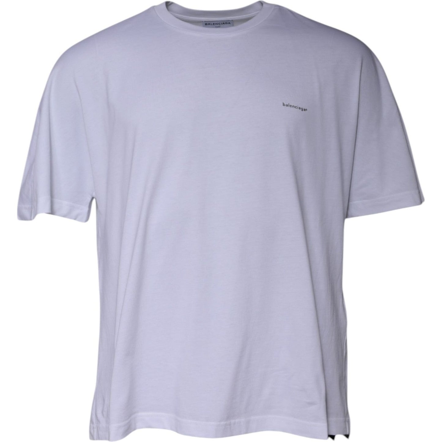 Balenciaga White Logo Cotton Crew Neck Short Sleeves T-shirt