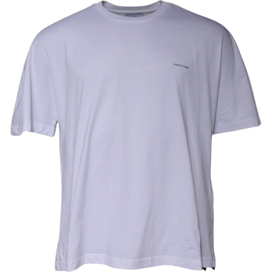 Balenciaga White Logo Cotton Crew Neck Short Sleeves T-shirt TSH878476-L