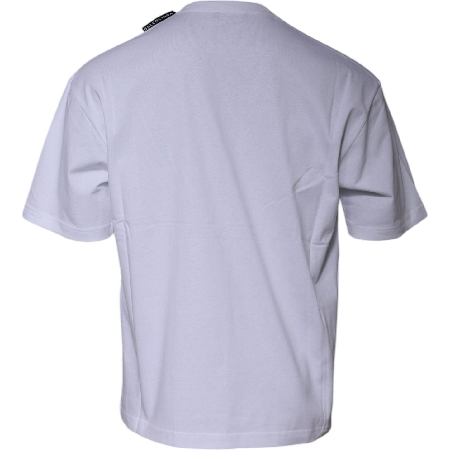 Balenciaga White Logo Cotton Jersey Crew Neck Short Sleeves T-shirt