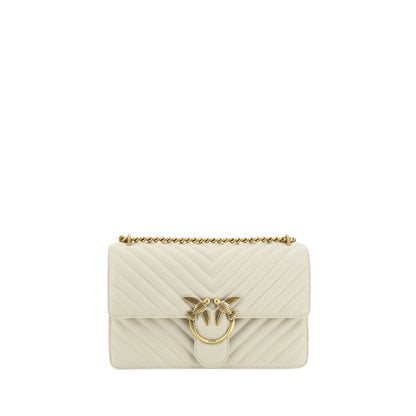 PINKO White Calf Leather Bos Taurus Shoulder Bag