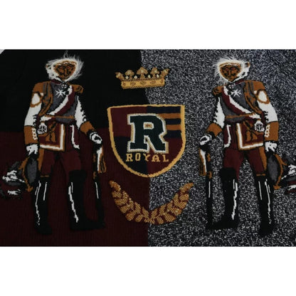 Dolce & Gabbana Multicolor KING Knight Monkey Knitted Cashmere Wool Sweater