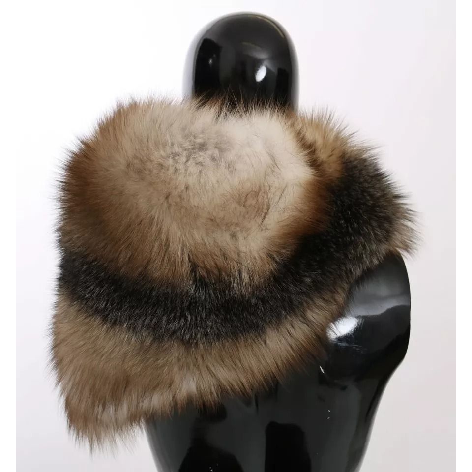 Dolce & Gabbana Brown Fox Tail Fur Shawl Neck Wrap Cover Collar Scarf