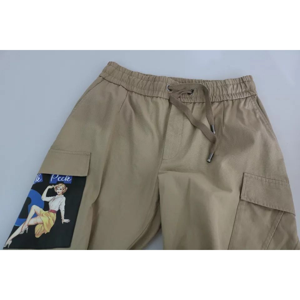 Dolce & Gabbana Beige Pin Up Print Cargo Pants Dolce & Gabbana