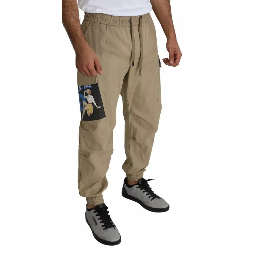 Dolce & Gabbana Beige Pin Up Print Cargo Pants Dolce & Gabbana