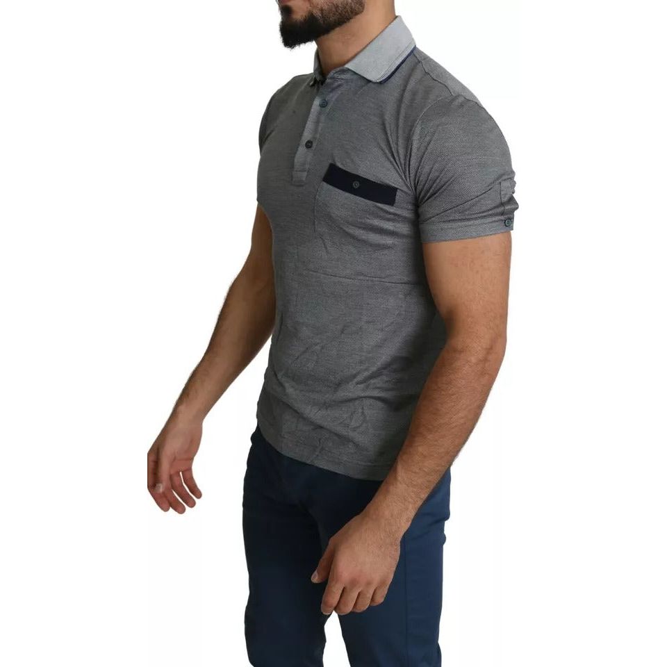 Dolce & Gabbana Gray Collared Silk Polo Top Shirt T-shirt TSH5633-44
