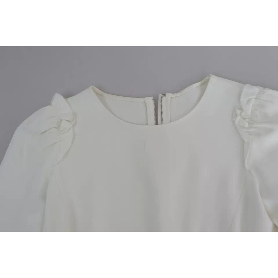 Dolce & Gabbana White Viscose Stretch Short Sleeves Blouse Top Dolce & Gabbana