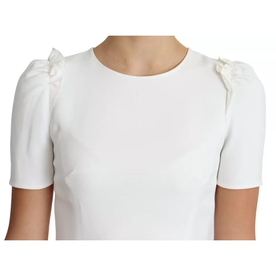 Dolce & Gabbana White Viscose Stretch Short Sleeves Blouse Top Dolce & Gabbana