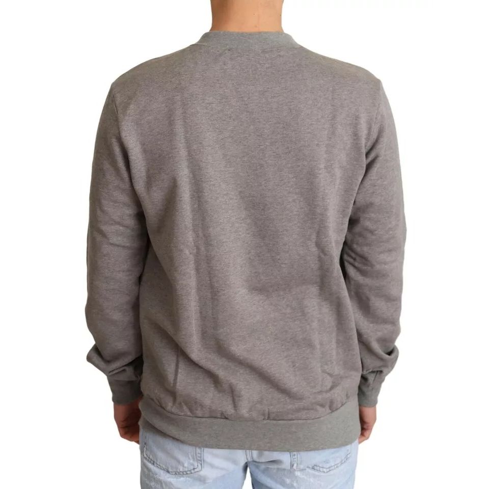 Dolce & Gabbana Gray Crown King Cotton Pullover Sweater