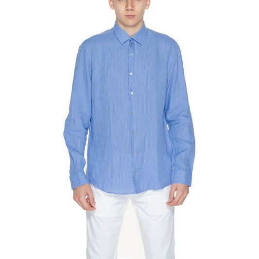 Calvin Klein Blue Linen Shirt CA-13226100132-39