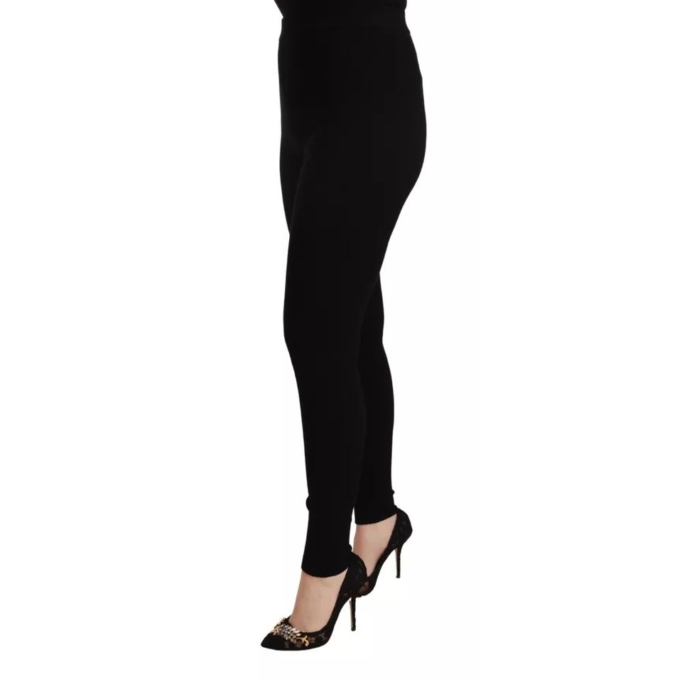 Dolce & Gabbana Black High Waist Stretch Pants Tights