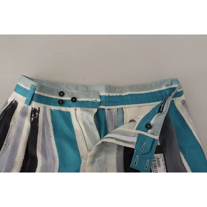 Dolce & Gabbana Multicolor Striped Silk Tapered Pants Dolce & Gabbana