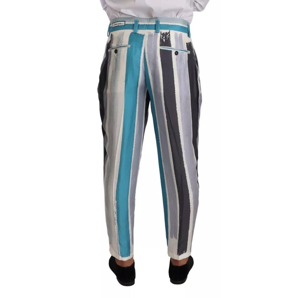 Dolce & Gabbana Multicolor Striped Silk Tapered Pants Dolce & Gabbana