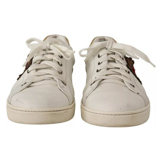 Dolce & Gabbana White Leather Heart Low Top Casual Sneakers Shoes MV4638-43