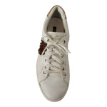 Dolce & Gabbana White Leather Heart Low Top Casual Sneakers Shoes MV4638-43