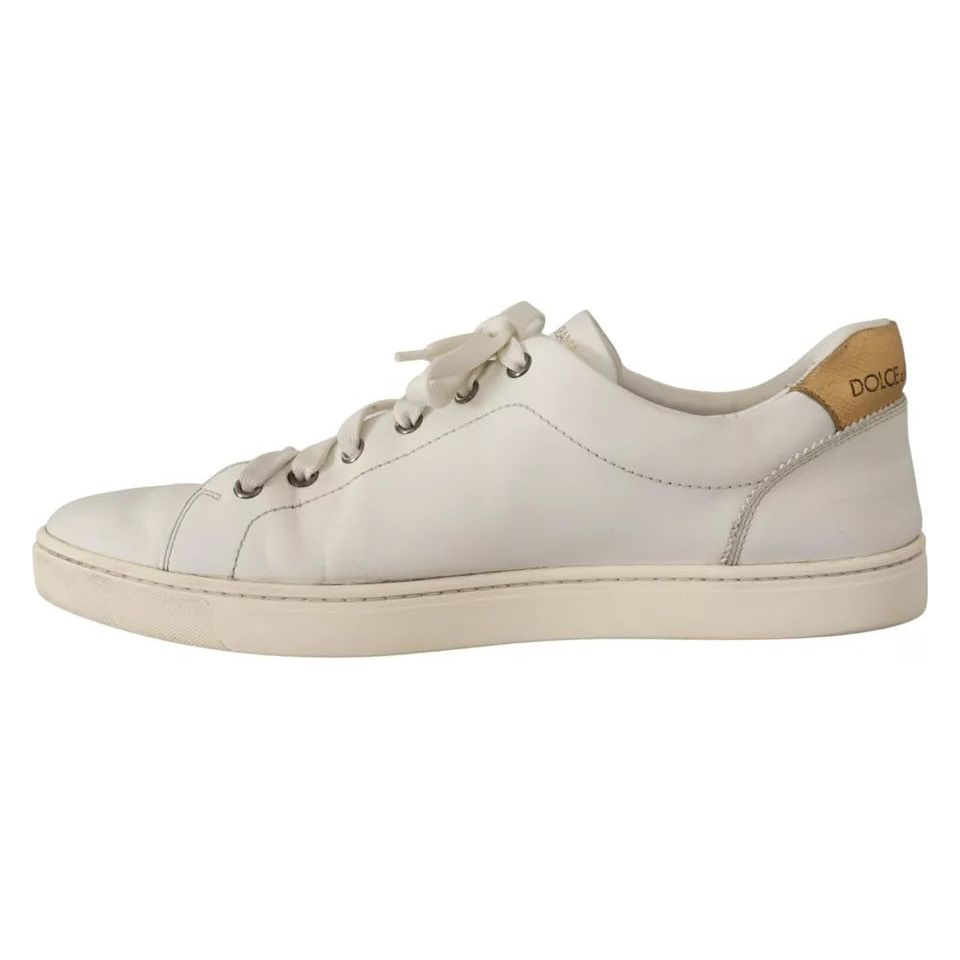 Dolce & Gabbana White Leather Heart Low Top Casual Sneakers Shoes MV4638-43