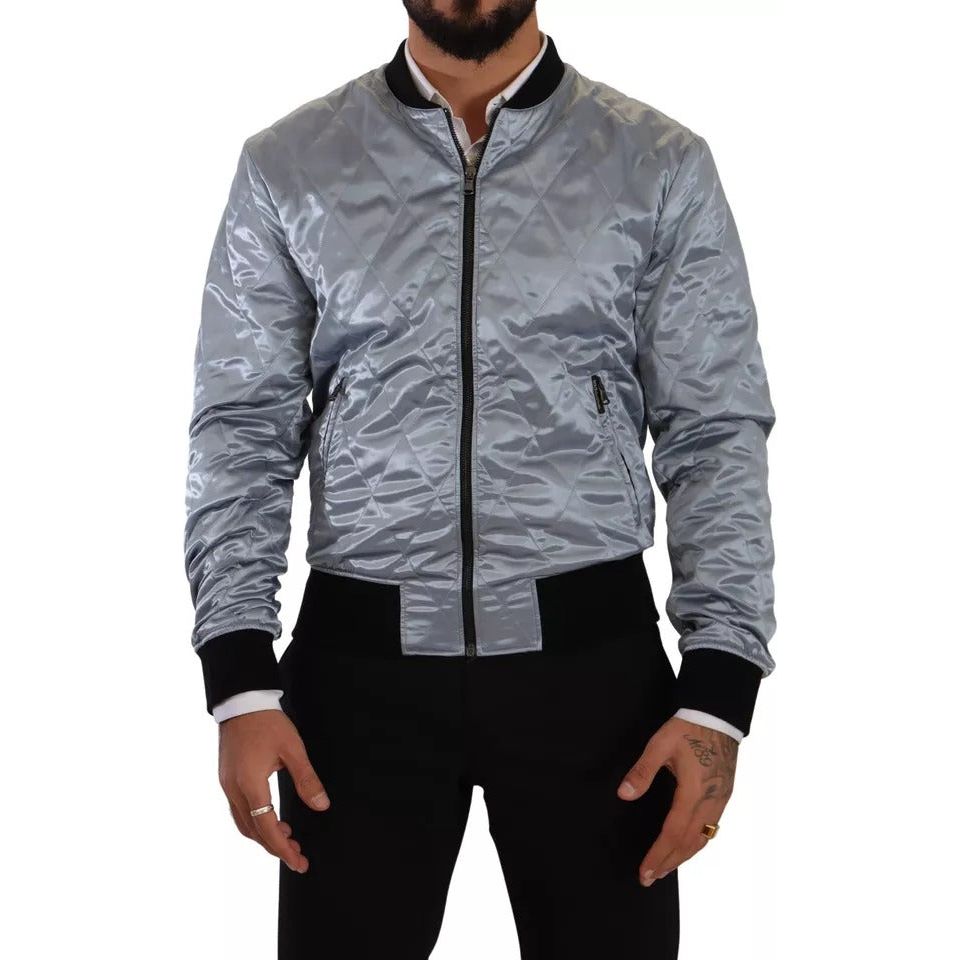 Dolce & Gabbana Light Blue Bomber Coat Men Jacket