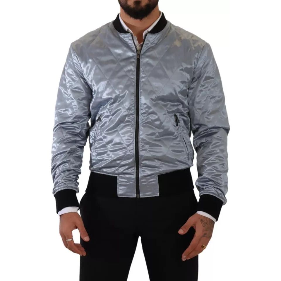 Dolce & Gabbana Light Blue Bomber Coat Men Jacket