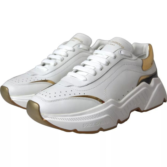 Dolce & Gabbana White Gold DAYMASTER Leather Sneakers Men Shoes MV4301-40