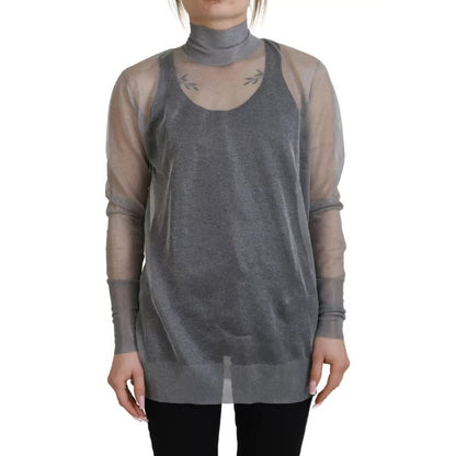 Dolce & Gabbana Gray See Through Turtleneck Pullover Sweater