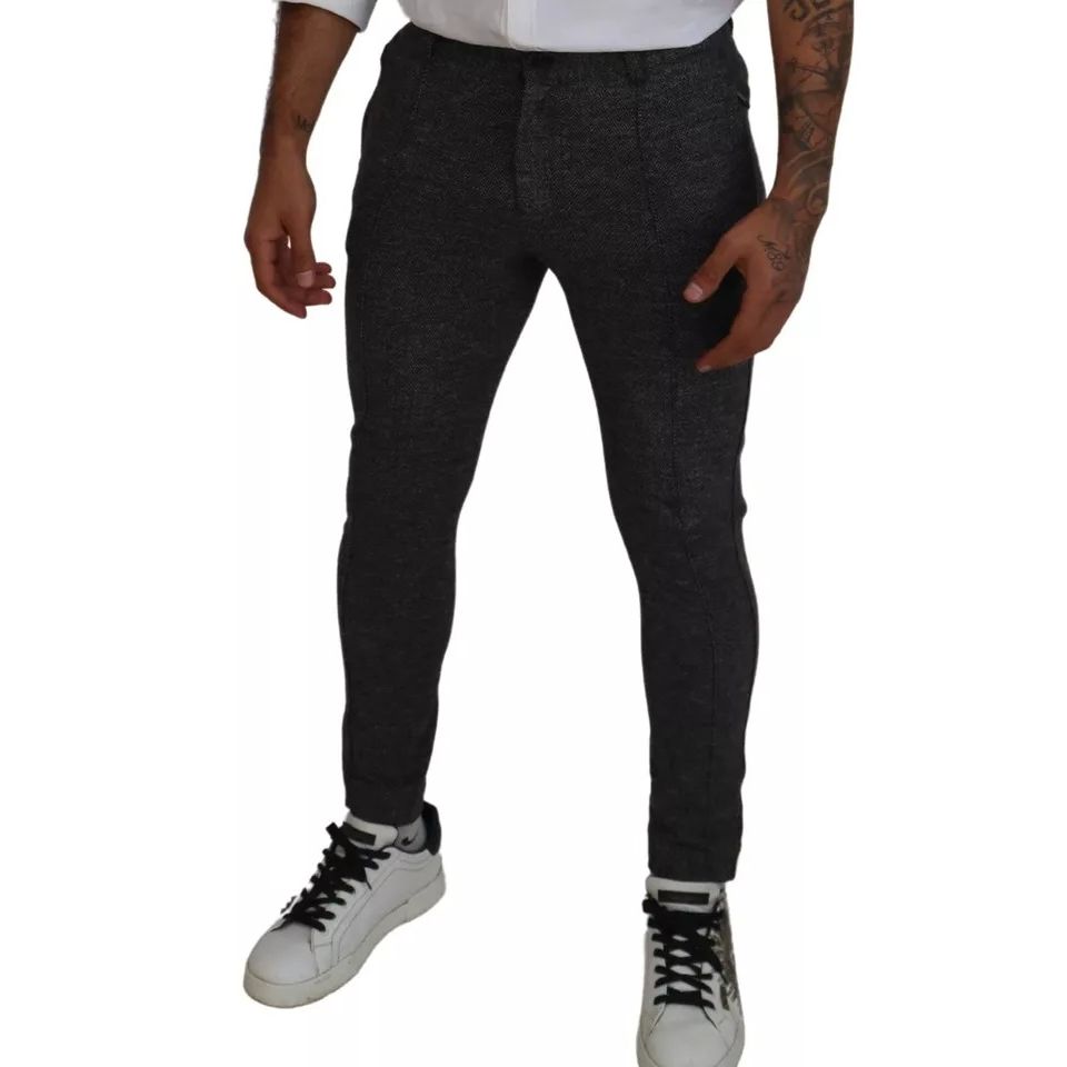 Dolce & Gabbana Gray Chevron Viscose Skinny Pants Dolce & Gabbana