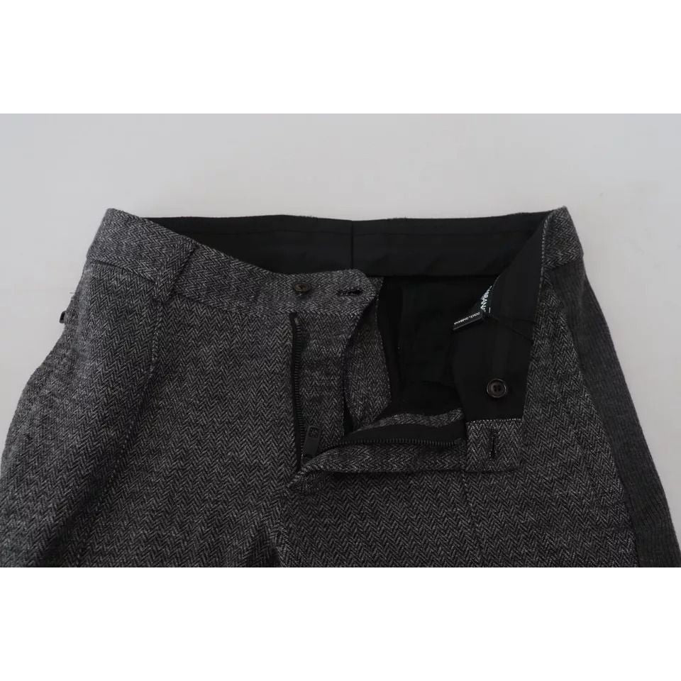 Dolce & Gabbana Gray Chevron Viscose Skinny Pants Dolce & Gabbana
