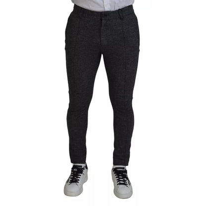 Dolce & Gabbana Gray Chevron Viscose Skinny Pants Dolce & Gabbana