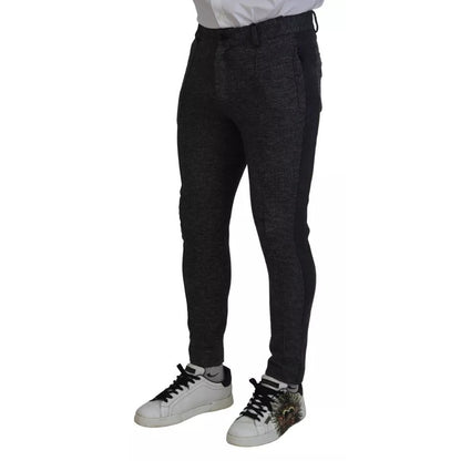 Dolce & Gabbana Gray Chevron Viscose Skinny Pants Dolce & Gabbana