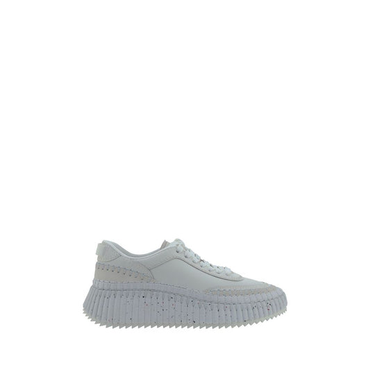 Chloé White Calf Leather Bos Taurus Platform Sneakers