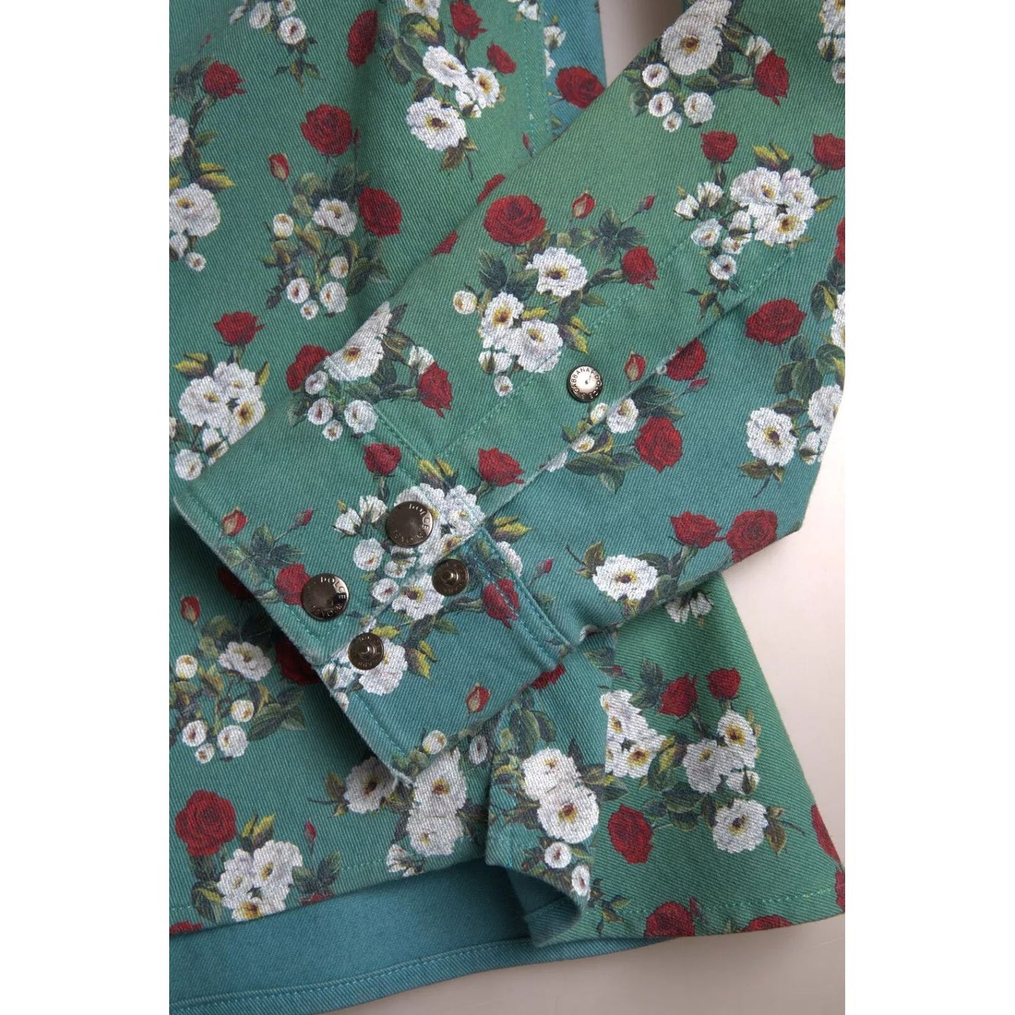 Dolce & Gabbana Blue Floral Cotton Button Down Denim Shirt Dolce & Gabbana