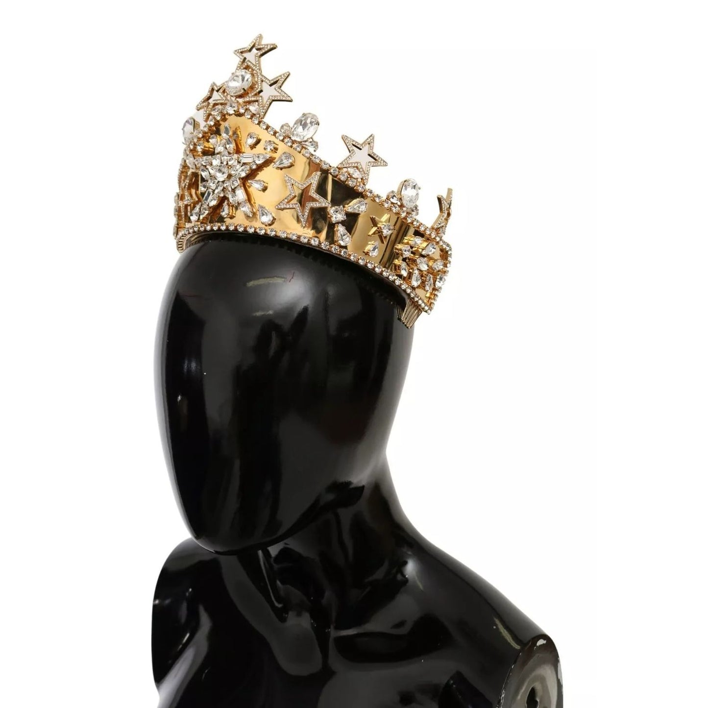Dolce & Gabbana Gold Crystal Star STRASS Crown Logo Tiara Diadem