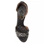 Dolce & Gabbana Gray Satin Ankle Strap Crystal Sandals Shoes LA10371-37