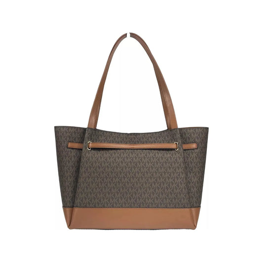 Michael Kors Reed Large Belted Tote Shoulder Bag Purse Brown