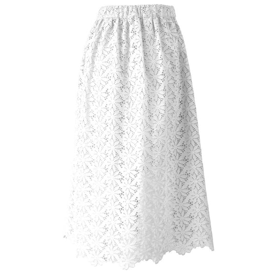 Yes Zee White Cotton Skirt YE-14624-XS