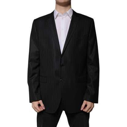 Dolce & Gabbana Black Stripe Wool Single Breasted Blazer